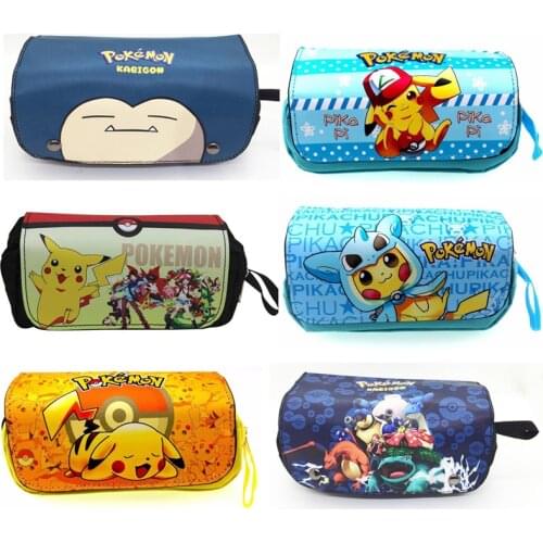 Pokemon pencil case Pikachu large capacity pencil case elementary school student learning stationery box prize birthday gift