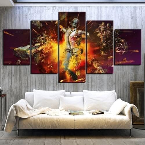 5 Piece HD Cartoon Digital Art Pictures Pubg Sketch Artwork Paintings Video Game Poster Canvas Art for Home Decor Wall Art