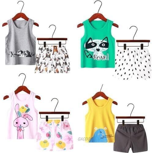 Kids Pajamas Cartoon Vest+Shorts Children Pajamas For Girls Boys Pyjamas Kids Baby Girls Clothes Sets Sleepwear Pijamas Infantil