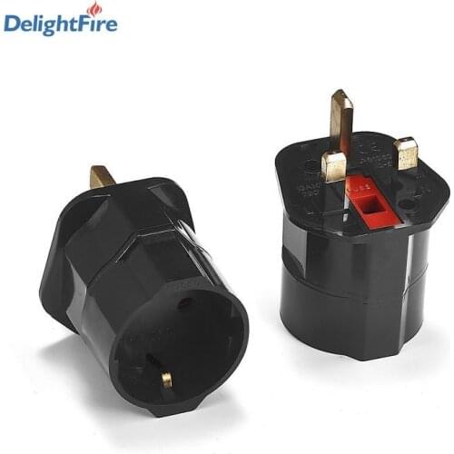 European EU To UK Plug Adapter Standard Euro 250V 13A/16A 2 Round Plug To UK 3 Pin Travel Power Adapter Electrical Socket Outlet