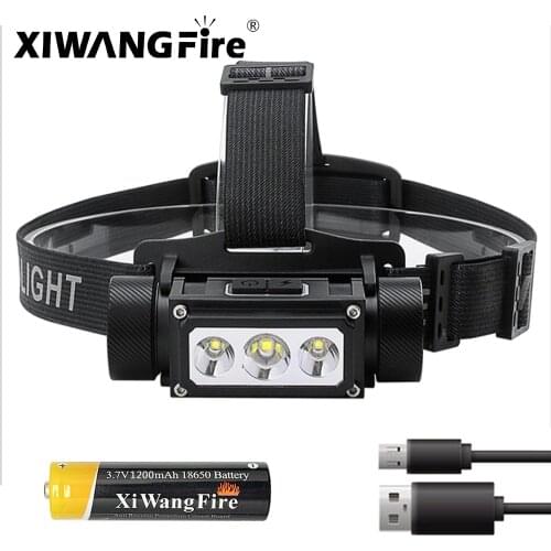 Bright B39 XP-G2 LED Headlamp USB TYPE-C Rechargeable Flashlight 1200 Lumen 6 Modes IP68 Waterproof L2 Head Lamp for Camping
