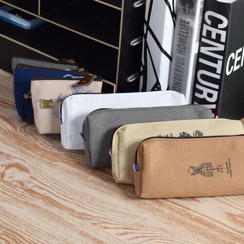 8 Pattern Pen Pencil Bag Case Canvas Lovely Lady Girl Vintage Coin Bag Purse Wallet Card Case Zipper Words Handbag