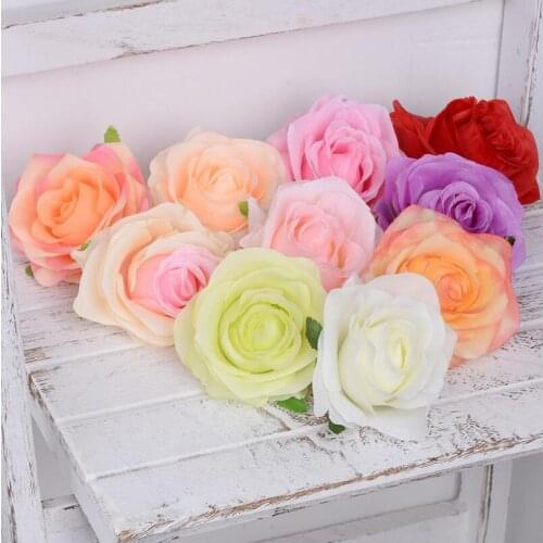 Rose heads artificial flowers Dia 9cm faux silk roses heads home wedding party decorations garland LX6977