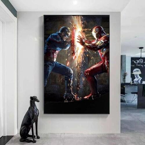 Marvel Avengers Canvas Painting Superhero Captain America Iron Man Prints Posters Wall Art Picture for Living Room Decor Cuadros
