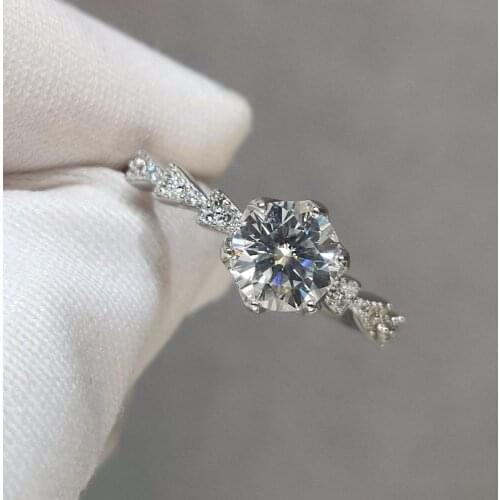 Inbeaut Top Quality 925 Silver Excellent Cut Pass Diamond Test D Color 1 ct Moissanite Adjustable Ring Female Engagement Jewelry
