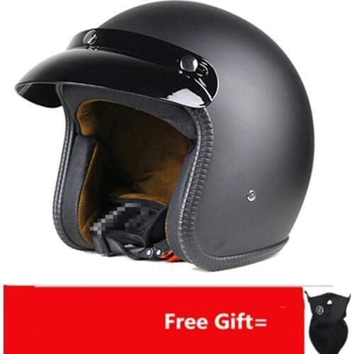 Matte Black Vintage Motorcycle Helmet Retro Moto Bike Motorbike Scooter Summer Half Helmets Motorcycle Helmet S 55-56cm to XXL