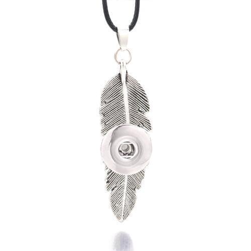 Fashion Feather 048 Womens Vintage 12mm 18mm Snap Button Necklace Bohemian Necklaces Pendants DIY Jewelry For Women Gift