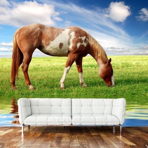 Natural landscape Wallcoverings, horse wall painting for childrens room living room sofa background wall modern art paper