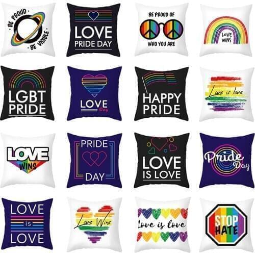 Pillow Cushion Cover Peach Skin Pillowcases For LGBT Pride Day Decorative Throw Pillows Covers Sofa Decor Home Textile 45*45cm