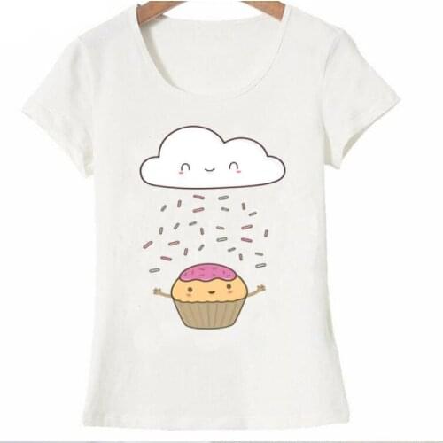 2020 New summer women t-shirt Cupcake Sprinkles cartoon T-Shirt casual ladies Tops cute cloud design cute girl Tee maiden shirts