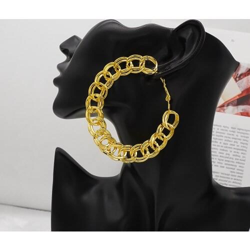 2021 New Minimalist Gold Metal Large Circle Geometric Round Big Hoop Earrings for Women Girl Wedding Party Jewelry
