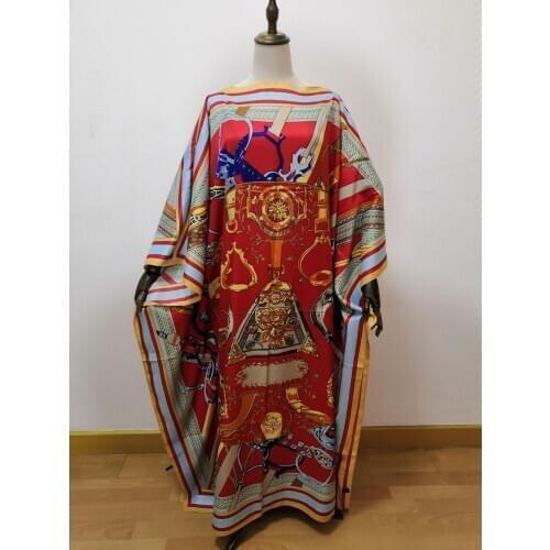 New Style Classic Design African Women Clothing Dashiki Nigeria Fashion SILK 100% Print Loose Dress Free Size 130x130cm