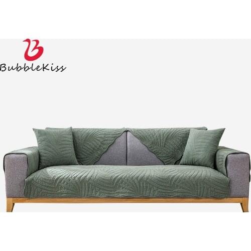 Bubble Kiss Geometric Stripe Solid Color Sofa Covers for Living Room Green Furniture Covers Super Soft Couch Covers for Sofas