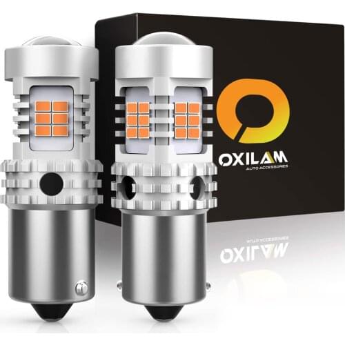 OXILAM 2Pcs 1156 Ba15s P21w Car LED Turn Signal Light Canbus No Error Amber For Bmw E39 E90 E60 X5 E70 E53 E46 F10 E36 F20 12V