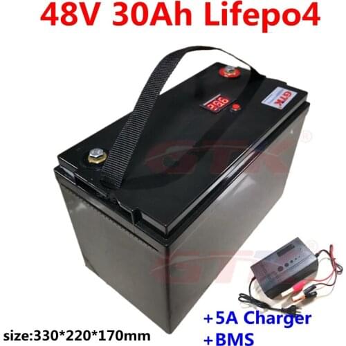 Rechargeable LiFePO4 48V 30ah Lithium Ion Battery for 2000W Motorcycle ebikes electric scooters Electric Pedicabs+5A Charger