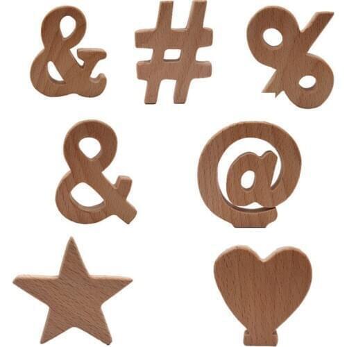 Useful 7pcs Beech Wooden Teether Mathematical Operation symbol DIY Nursing Baby Teether Beads Baby Preschool education shape toy
