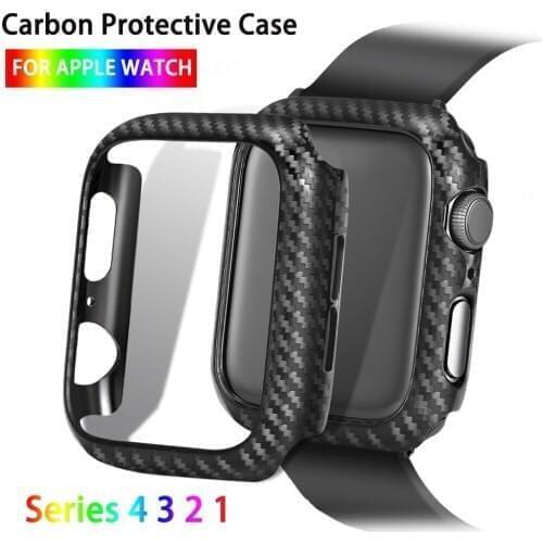 Watch Protector Cover For Apple Watch Case Series 5 4 3 2 1 38mm 42mm 44mm 40mm Carbon Fiber Watch Case Frame Bumper