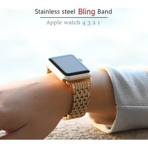 Bling band for Apple watch strap 38mm 42mm iWatch band 44mm 40mm Diamond stainless steel watchband bracelet Apple watch 6 SE 5 4