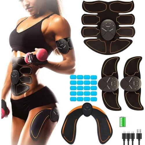 Unisex Body Muscle EMS Stimulator Abdominal Trainer With Gel Pads Massage Slimming Abdomen Arm Leg Exercise Fitness Dropshipping
