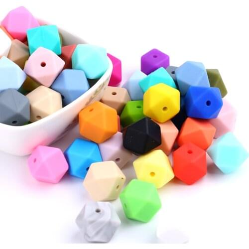 TYRY.HU 10pcs 14mm Hexagon Silicone Beads Teething Baby Teether Pacifier Clips Accessories Food Grade Silicone Freeship