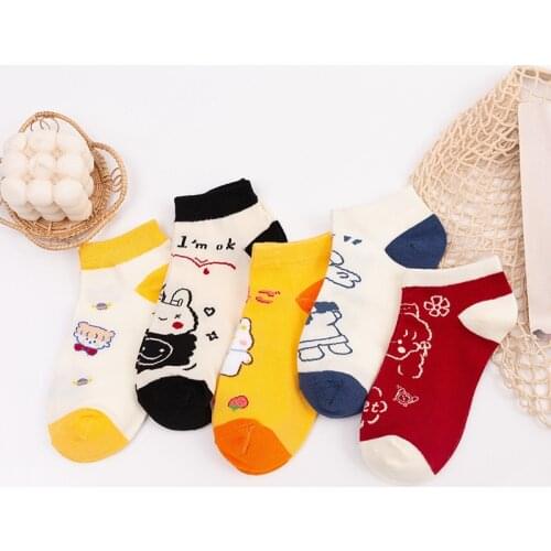 Streetwear Kawaii Cartoon Spring Summer Woman Socks Cotton with Cute Rabbit Japanese Harajuku Style Funny Socks Women 6301