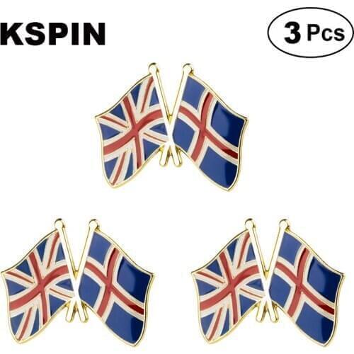 UK & Iceland Lapel Pin Brooches Pins Flag badge Brooch Badges