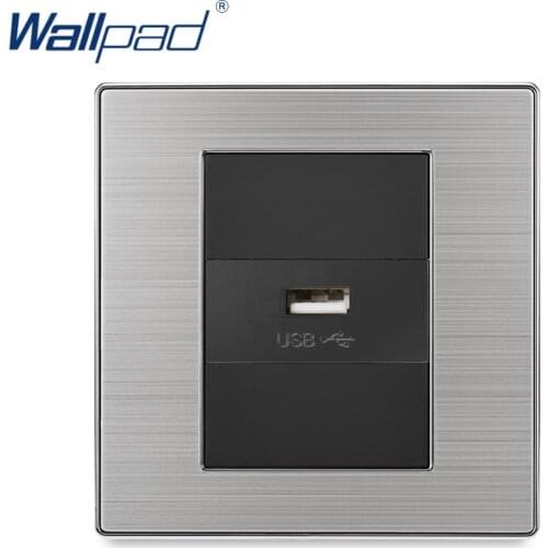 2019 Wallpad Single USB Charge Port For Mobile 5V 1000mA Output Luxury Wall Power Charger Stainless Steel Satin Metal Panel