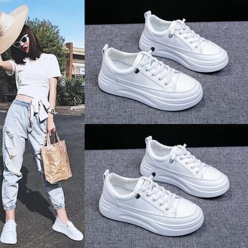 Whoholl Brand Womens Vulcanize Shoes Spring New Casual Classic Solid Color PU Leather Shoes Women Casual White Shoes Sneakers