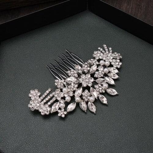 Pearl Flower Hair Clips Alloy Hair Styling Side Comb Bridal Hair Piece Hair Accessories for Women and Girls BN