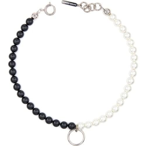Hip Hop Justine clenquet New Black and White Hit Color Pearl Pendant Necklace Choker Clavicle Chain Female Fashion Jewelry