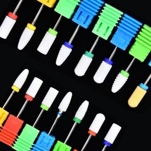 LCJ 1PC Manicure Ceramic Nail Drill Bits Milling Cutter Nail Files Buffers Equipment Ceramic Cutter For Nail Machine Accessories