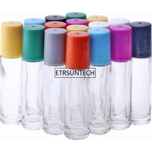 10ml Frosted Clear Thick Glass Roll On Essential Oil Empty Perfume Sample Bottle Stainless Steel Roller Ball F2035