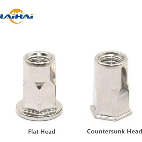 2/10pc M3 M4 M5 M6 M8 M10 M12 304 Stainless Steel Hex Hexagon Flat Head Countersunk Head Binding Rivet Nut Insert Rivnut Nutsert