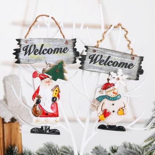 2021Christmas resin painted pendant pendant retro snowman angel Christmas tree pendant Christmas tree wooden decoration listing