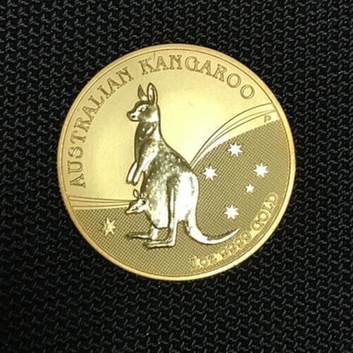 3 Pcs Non Magnetic The Australian Kangroo animal 2009 badge 24K gold plated brass 32.6 mm Elizabeth collectible sourvenir Coin