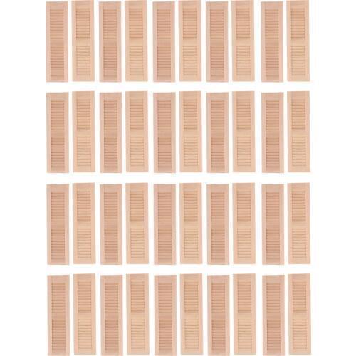 40Pcs Unpainted 1:12 Dollhouse Wooden Shutters Window Frame Kit, Miniature Furniture DIY Making Accessoreis