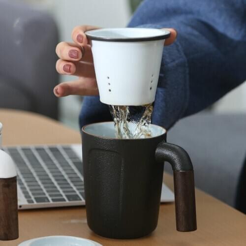 450ml creative ceramic mug large-capacity household drinking cup with filter gift box