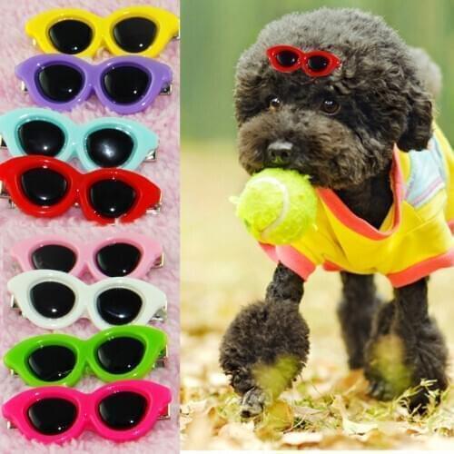 5pcs/lot Mini dog hair bows pet dog grooming bows Pet hair clips hairpin teddy exquisite sun glasses hair accessory Pet clips