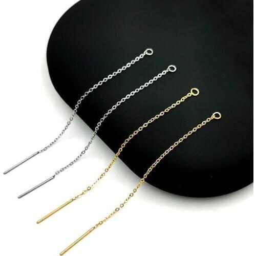 50pcs 316L stainless steel earring stud O-shaped chain tassel earring gold plated earring DIY earring finding