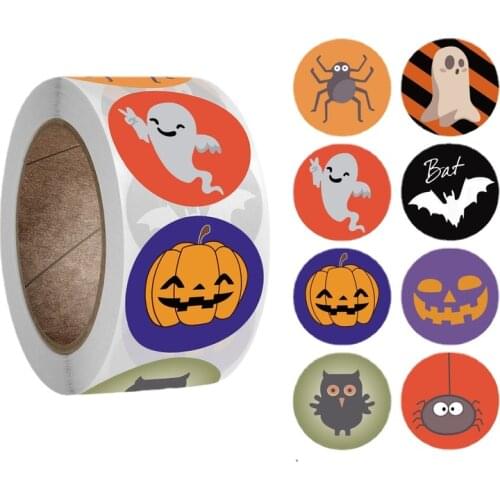 500Pcs Halloween Pumpkin Decor Labels Seal Stickers Candy Bags Gift Packaging Sealing Halloween DIY Gift Paper Sticker