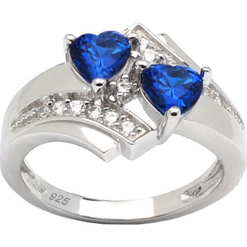925 Sterling Silver Ring Women Promise Jewelry Twin Heart 5x5mm Cubic Zirconia CZ Mother Gift Size 6 7 8 9 R014