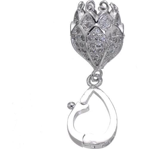 Ali Moda Supplies Micro Pave Zircon Crown Flower Decoration Hook Clasp Women Natural Stone Tassel Necklace Jewelry DIY Making