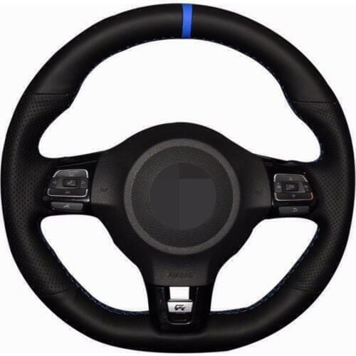 Car Steering Wheel Cover Hand-stitched Black Artificial Leather For VolksWagen Golf 6 MK6 Polo Scirocco R Passat CC 2010
