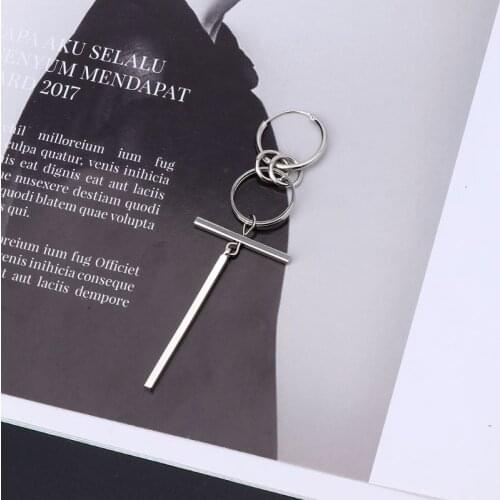 5Pcs Titanium Steel Boys Album Long Chain Earrings Kit Korean Fashion Jewelry