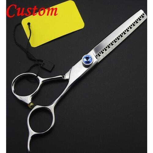 Custom New High quality japan 440c 6 inch 50% Thinning hair scissors makeup barber makas scissor shears hairdressing scissors
