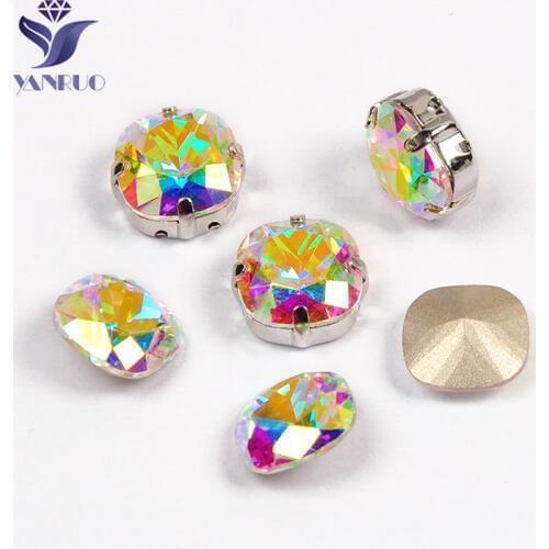 YANRUO 4470 Cushion Cut Top AB Stones and Crystals rhinestone applique rhinestones glass stones for needlework Wedding Dress