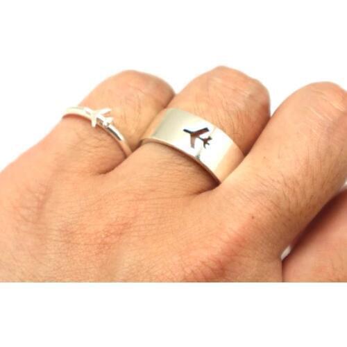 Pilot Rings Jewelry Plane Couple Promise Ring Set for Women Men Pilot & Flight Attendant Gift Wedding Ring Set YLQ6402