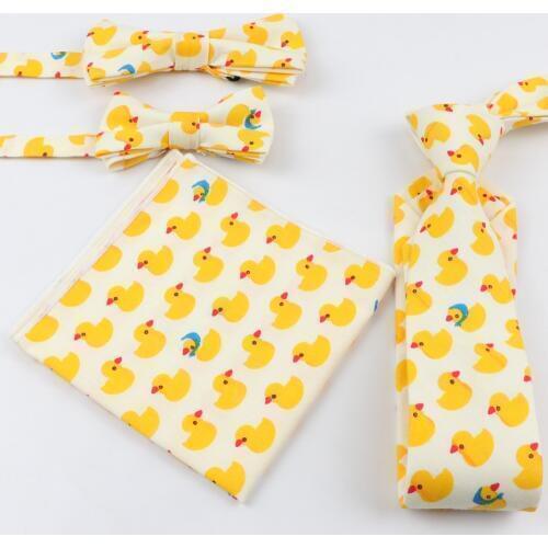 Cotton Family Neck Tie Set Slim Necktie Handkerchief Bowtie Set Papillon Cravat Butterfly Corbatas 4pcs Parent-child Suit