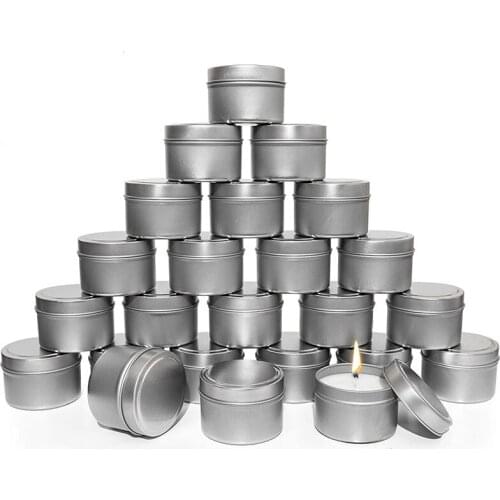 HOT-Candle Tins, 24 Piece, 4 Oz Metal Candle Containers for Making Candles, Arts & Crafts, Dry Storage,Silver
