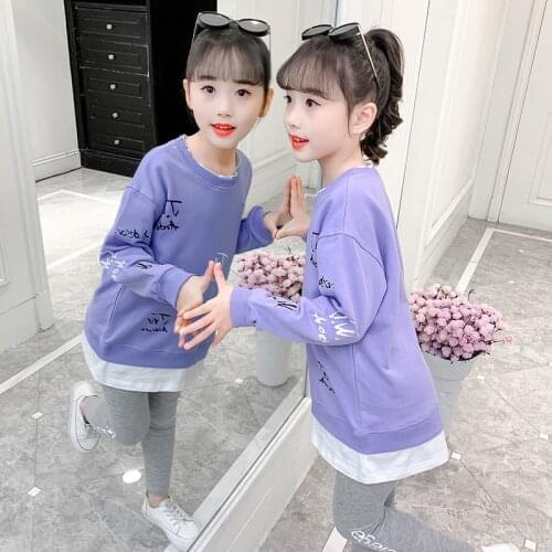 Girls' Suit Spring And Autumn Clothing 2021 New ChildrenS Outfits Long-Sleeved Casual Top+ Letter Leggings Fashionable Clothing